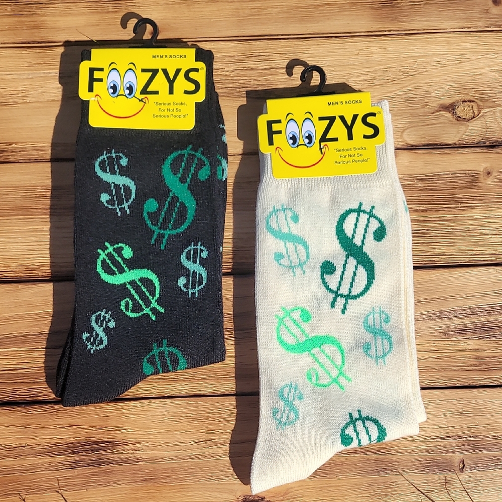 NWT Foozy's Men's Dollar Sign Socks - CREAM ONLY